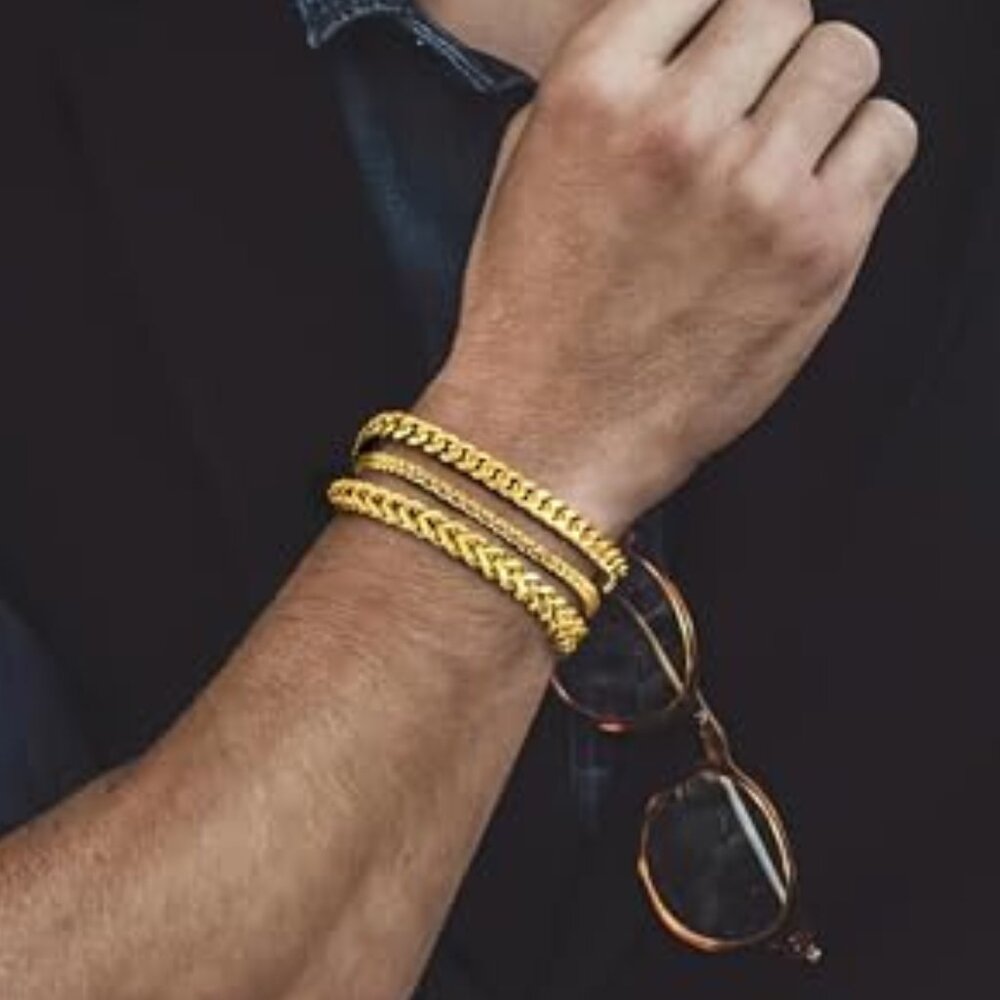Silver and Gold Bracelet for Men,